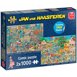 Legbilligt.dk Jan Van Haasteren 2 x 1000 Brikker - Music Shop&Holiday Jitters Jan Van Haasteren Puslespil