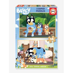 2 Super Puzzles de madera de 16 piezas - Bluey - EDUCA azul