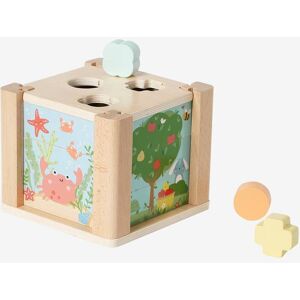 VERTBAUDET Cubo de desarrollo 2 en 1: Puzzles de madera FSC® con formas para encajar verde