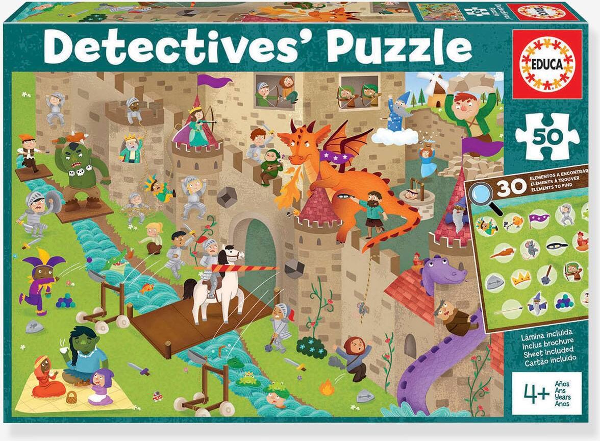 Puzzle 50 piezas Detective Castillo - EDUCA verde oscuro bicolor/multicolo