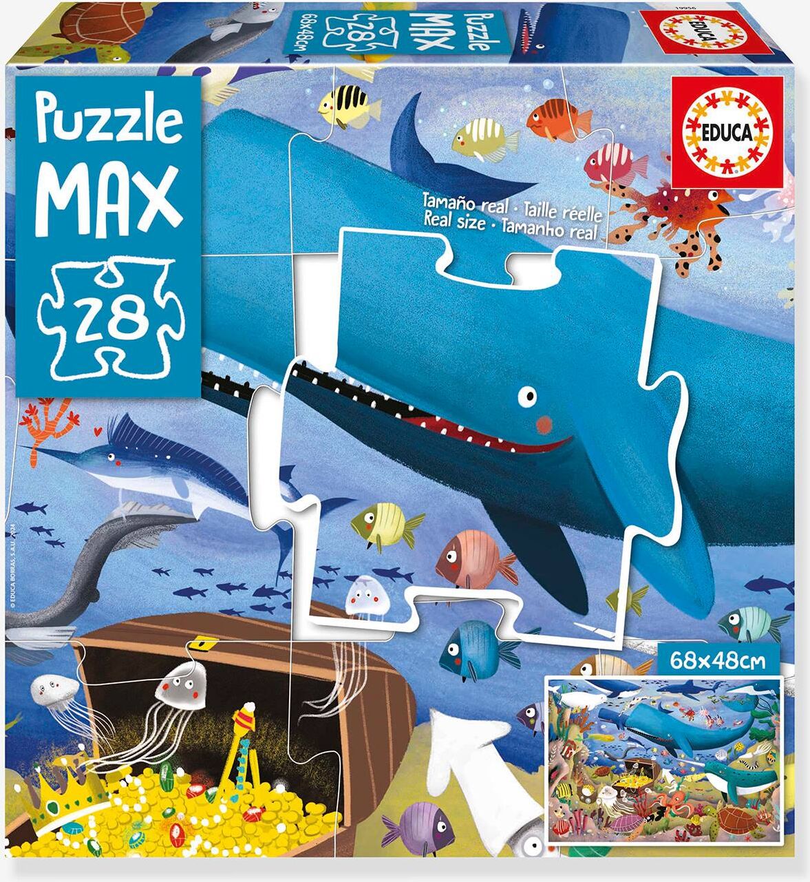 Puzzle Max 28 piezas Animales bajo el mar - EDUCA azul