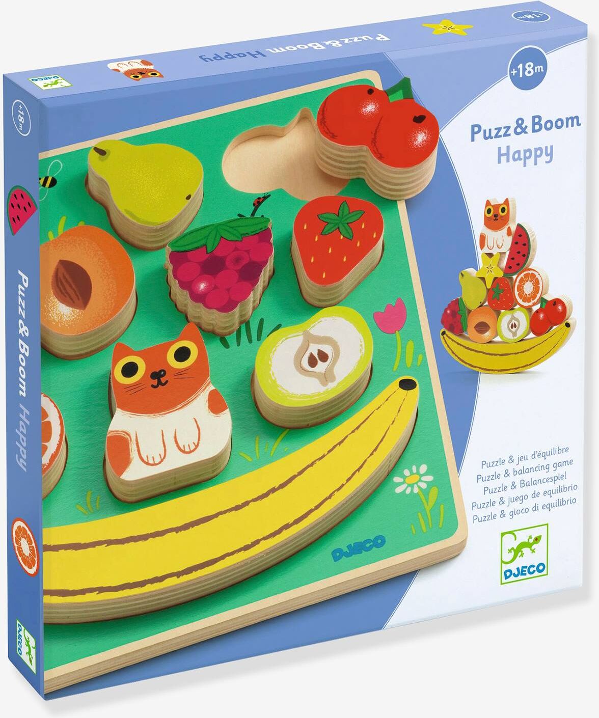 Puzzle de encajar y juego de equilibrio "Puzz & Boom Happy" - DJECO multicolor