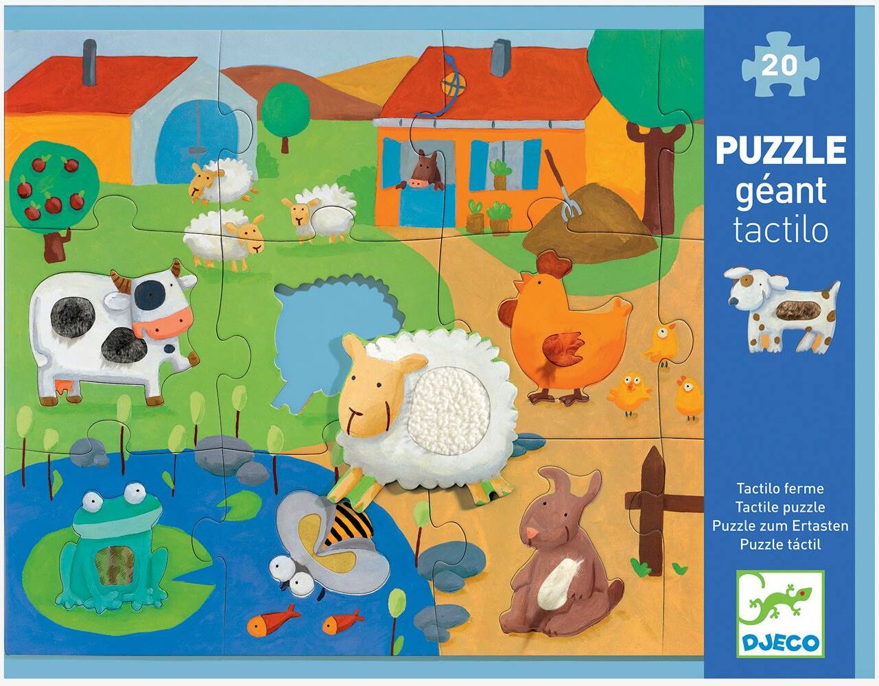 Puzzle Táctil Animales de la Granja con 20 piezas DJECO multicolor