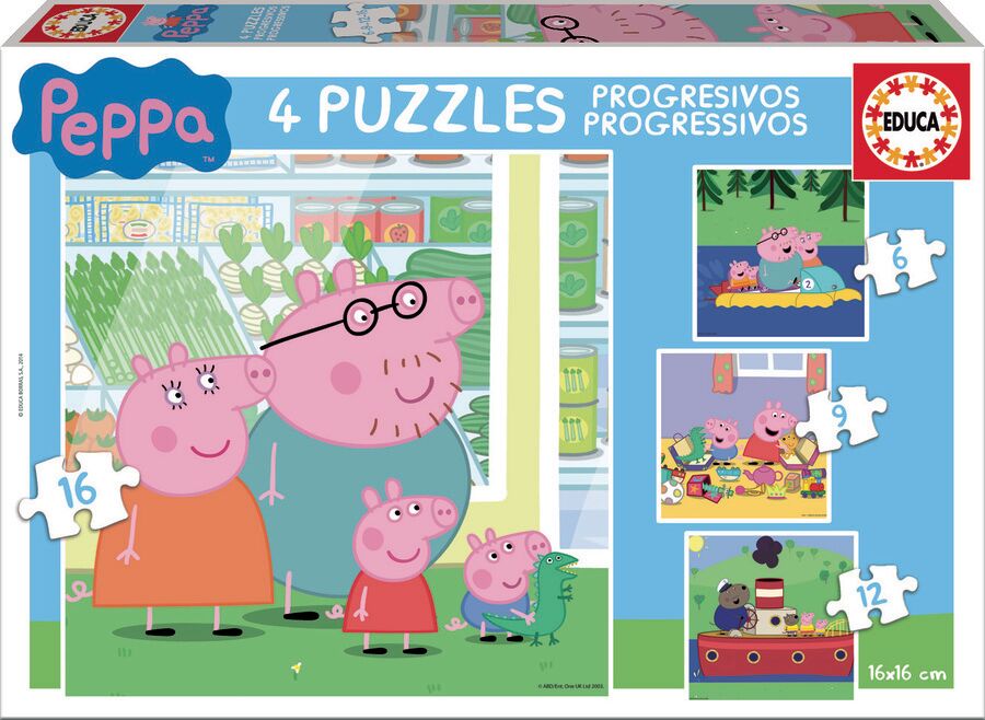 Educa Borras Puzle Progresivo 6-9-12-16 Peppa Pig