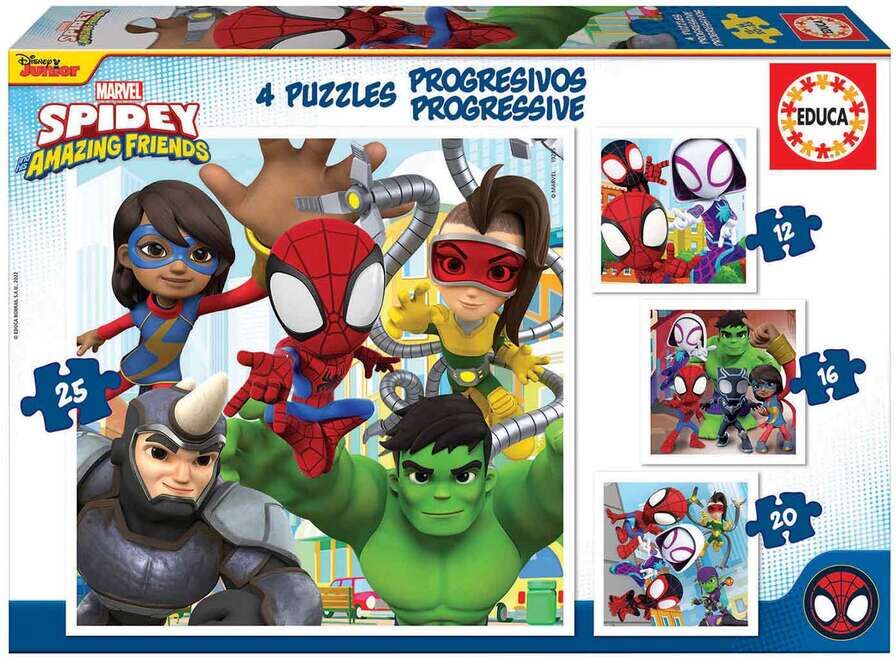 Educa Borras Puzle Progressius 12-16-20-25 Spidey