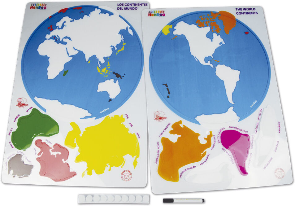 Henbea Juego didáctico Descubre los continentes del mundo