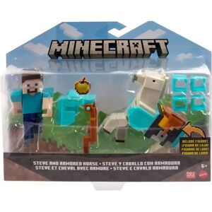 Minecraft - Pack 2 figurines Steve et cheval avec armure 8 cm