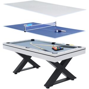 CONCEPT-USINE Table multi-jeux en bois blanc ping-pong et billard texas - white - Publicité