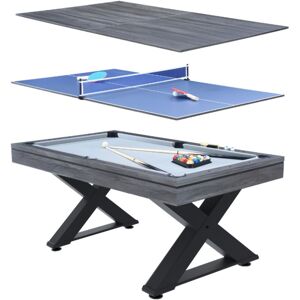 CONCEPT-USINE Table multi-jeux en bois gris ping-pong et billard texas - grey - Publicité