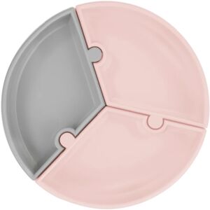 Minikoioi Puzzle Pinky Pink/ Powder Grey assiette à compartiments avec ventouse