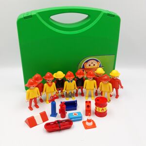 Playmobil vintage 'Lot de 10 pompiers avec accessoires dans la mallette', année 1974 - Publicité