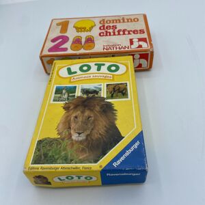 Lot de 2 Jeux : Dominos des Chiffres NATHAN - Loto des Animaux RAVENSBURGER - Publicité