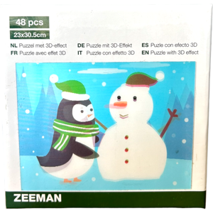 Puzzle avec effet 3D - Bonhomme de neige - 48 pièces - Publicité