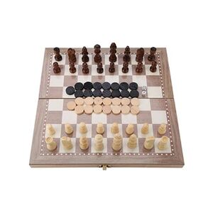 GENERIQUE 3-en-1 Jeu de Dames d'échecs en Bois Portable Pliant Enfant Adulte Echecs Dames Backgammo - Publicité