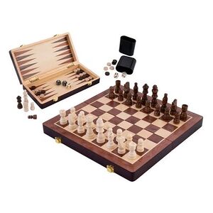 Engelhart Coffret de Jeux d'échecs / Backgammon réversible en Bois - 30 cm Plateau Pliant - Pièces incluses - Publicité