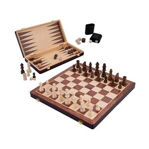 Engelhart Coffret de Jeux d'échecs / Backgammon réversible en Bois - Plateau Pliant - Pièces incluses 38,5 cm - Publicité