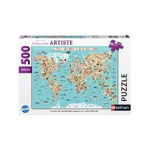 Nathan Puzzle 500 pièces Le tour du monde des saveurs par Julie Mercier - Publicité