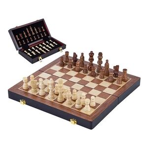 Engelhart Coffret d'échecs de luxe en Bois Massif - Pliant - Pièces sculptées - Bois de frêne 45,5 cm - Publicité