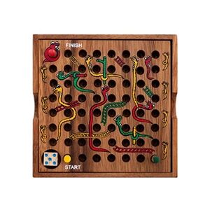 Engelhart - Jeu du serpent et échelle dans un coffret en bois - jeu de voyage 4 ans et plus - 2 à 4 joueurs 13,5 x 13,5 x 3,5 cm - Publicité