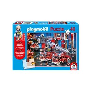 Schmidt Puzzle - Pompiers, 40 pièces, comprend la figurine Playmobil - Publicité