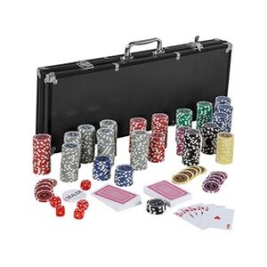 Maxstore GAMES PLANET Jeu de Poker - Set de 500 pièces, 5 Dés, 2 Jeux de 54 Cartes, Bouton du Croupie, Valise, Noir - Mallette de Poker, Boîte, Coffret, Set - Publicité