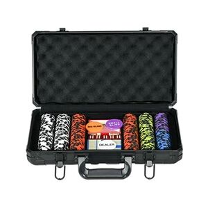 Sportnow Mallette pro de poker coffret pro poker 300 jetons 2 jeux cartes 5 dés 3 boutons aluminium noir - Publicité