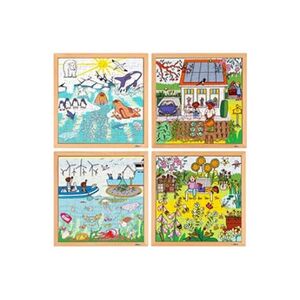Educo Puzzle en bois - Puzzle nature et climat - le lot de 4 puzzles - jeu Montessori - Publicité