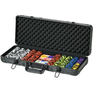 SPORTNOW Mallette de Poker Coffret de Poker Complet, avec 500 jetons 5 dés 2 Jeux de Cartes 3 boutons