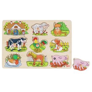 goki Puzzle sonore ferme cris d'animaux, bois 8 pièces