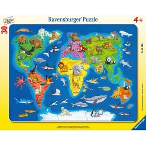 Ravensburger Puzzle carte mondiale animaux 30 pieces