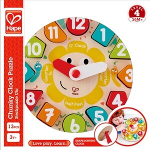 Hape Puzzle a encastrer horloge educative bois E1622