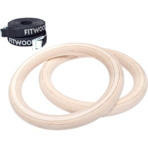 Fitwood Anneaux de gymnastique enfant ULPU, bouleau sangles noires