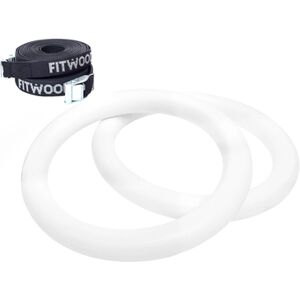 Fitwood Anneaux de gymnastique enfant ULPU, blanc sangles noires