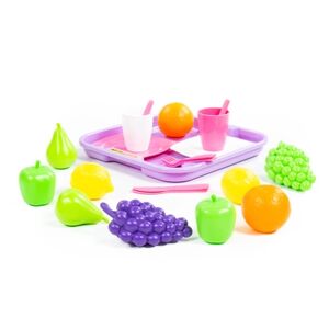 Wader Quality Toys Set de vaisselle avec fruits sur plateau, 21 pcs.