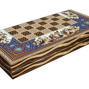 Bircokurun Ensemble de jeu de Backgammon Hatem de luxe jeu de société de divertissement familial de grande taille avec des pièces de dés de timbre carreaux de dames puce cadeau adulte - Publicité