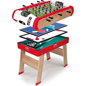 Smoby Babyfoot Powerplay 4 en 1 Ping Pong + Hockey et Billard Structure Bois Accessoires Inclus Dès 8 Ans 640002 - Publicité