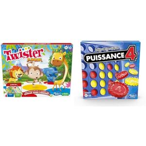 Hasbro Jeu Twister Junior, Tapis réversible Aventure de la Jungle, 2 Jeux en 1, Jeu de Groupe d'intérieur & Puissance 4, Le Jeu de société et de Plateau pour Enfants, stratégie pour 2 Joueurs - Publicité