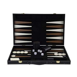 Engelhart Grand Jeu De Backgammon en Bois Jeu Classique Finitions Simili Cuir Largeur 46 cm 5 Dés 2 Gobelets Et Les Palets De Jeu Jeux De Société Familial A Partir De 6 Ans (Ivoire et Marron) - Publicité