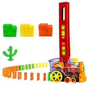 Besylruy Ensemble de Jouets de Train Domino avec 80 Blocs de Domino PCS Train de Pose de Domino Automatique avec lumière et Son Enfants Jouets d'empilage électrique Cadeau pour Filles garçons - Publicité