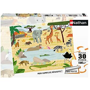 Nathan Puzzle Enfant 30 pièces Les animaux de la savane Fille ou garçon dès 4 ans Puzzle de qualité supérieure Carton épais et résistant Animaux 86383 - Publicité