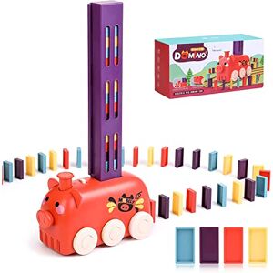 YSSHUI Dominoes Train, Paquet de Train Domino Automatique avec 1 Fentes et 80 Blocs pour 3 4 5 6 7 Ans garçons, Filles, Cadeaux créatifs Ensemble de Blocs Domino - Publicité