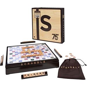 Mattel Scrabble Jeu De Société Édition Spéciale 75Ème Anniversaire avec Plateau Tournant en Bois, Lettres en Bois Et 2 Modes De Jeu, De 2 À 4 Joueurs, Jouet Enfant, Dès 7 Ans, HPK87 - Publicité