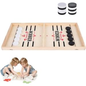 Starnearby Jeu de Société Jeu de Hockey en Bois sur Table, Jeu de Plateau de Bataille, Sling Puck Game Jeu de Palet à Fronde Rapide, Jeu Interactif Parent-Enfant (36x22cm) - Publicité