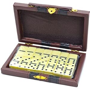 BUSHWACKA Mallette portable domino de points doubles de 6. 28 pièces boîte de voyage 16 cm 11 cm 3 cm, Whist, Matador, Muggins (tous les Fivs) Texas 42, pied de poulet, concentration, - Publicité