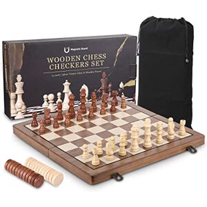 PERMUST Jeu D'Échecs, Echiquier Magnetique, Echec Magnétique en Echec Deluxe, Pliable Echecs Magnétique Coffret Éducatif, 2 en 1 Échiquier, Jeu de Pièces d'échecs, Jeux de Voyage pour Adultes - Publicité