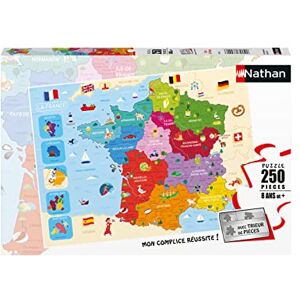 Nathan Puzzle Enfant 250 pièces Carte de France Filles ou garçons dès 8 ans Puzzle de qualité supérieure Carton épais et résistant Cartographie 86875 - Publicité