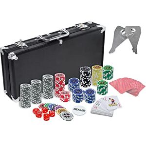 YARDIN Mallette de poker 500 jetons de poker avec 5 dés, 3 boutons Dealer, 2 jeux de poker, 2 clés, 1 mallette en aluminium, pour poker Texas Hold'em, fête, jeu (noir) - Publicité