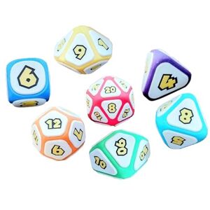 F Fityle Jeu de dés polyédriques en PVC, 7 pièces, Jeu de société, Jouets de Divertissement, Accessoires de Classe, Jeux de Cartes RPG D4 D8 D10 D12 D20 - Publicité