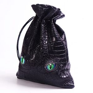 Byhoo Grand Sac à dés du MDN pouvant contenir 6 Ensembles de dés, Sac en Cuir de Dragon de feu, lumière Verte Brillante dans Les Yeux, Sac pour Jeux de société du MDN, Accessoires RPG, dés Non Inclus - Publicité