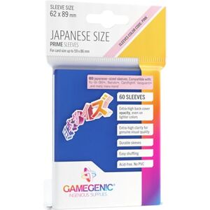 Asmodee Gamegenic   Prime sleeves   60 protège-cartes   Dos opaque coloris bleu   Aspect brillant   Format japonais 62x89mm   Color Code : Pink   Jeu de société   Accessoire - Publicité